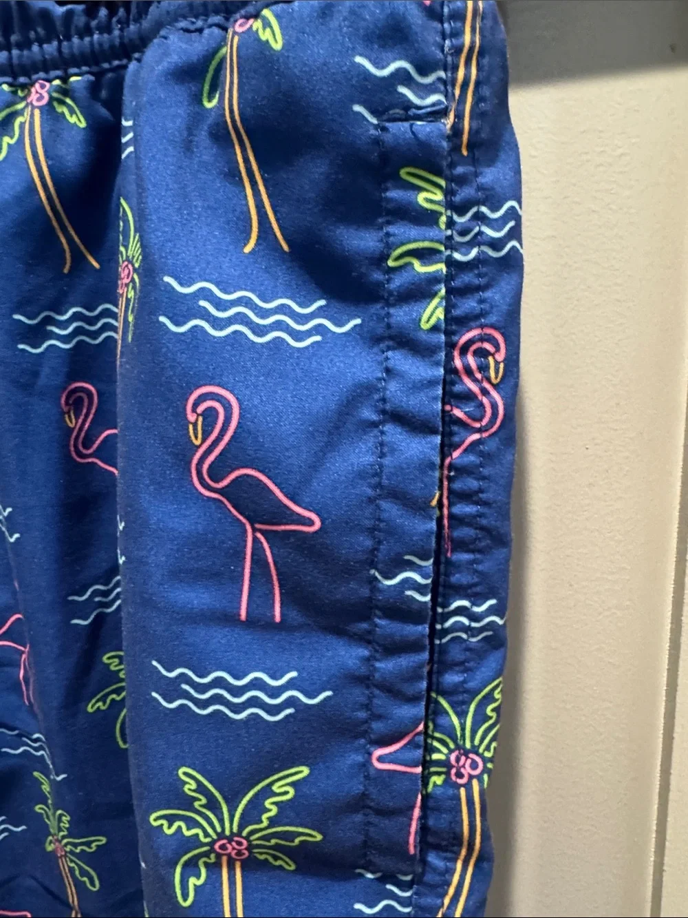 Sonoma Royal Blue Swim Trunks with Pink Flamingos & Green Palms